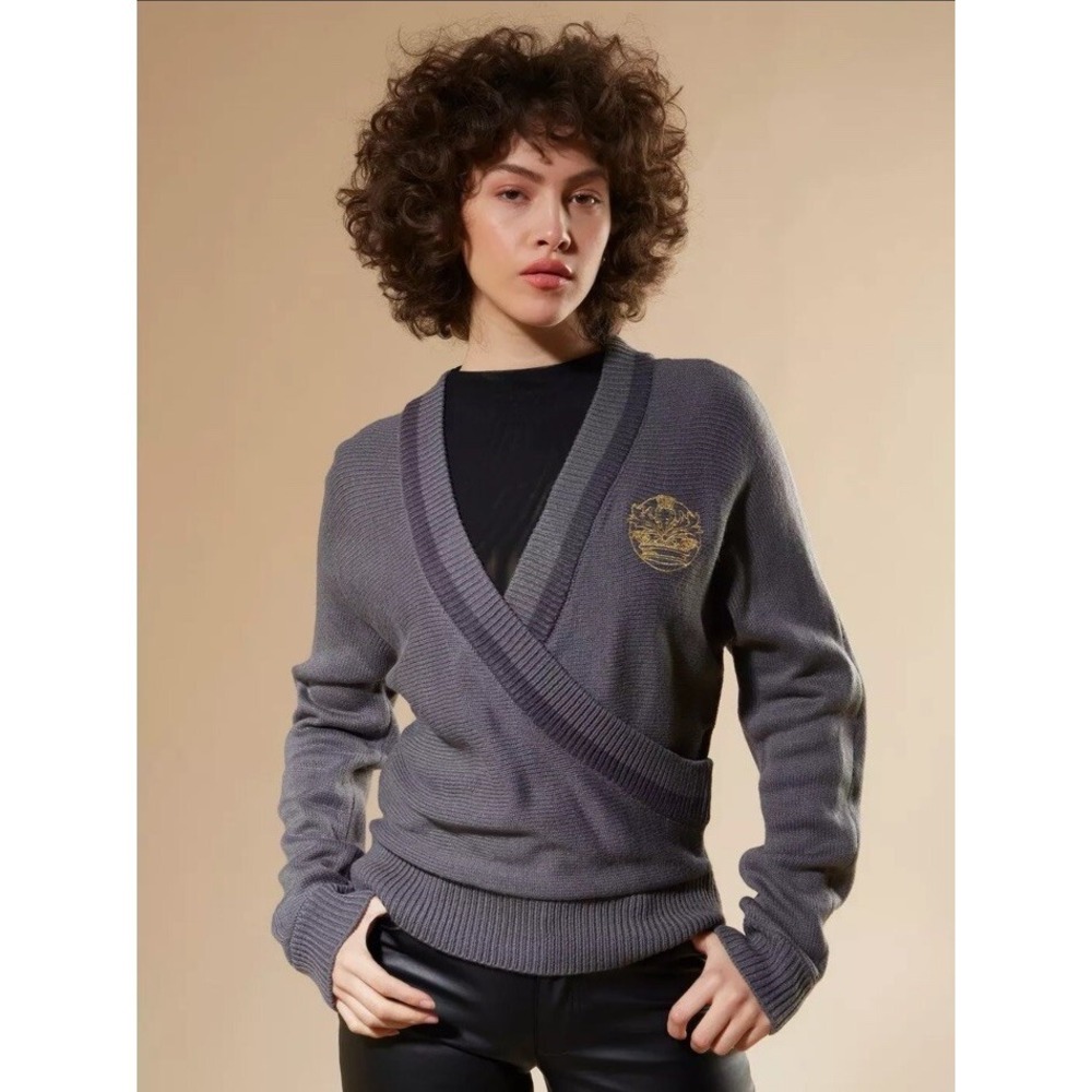 Outlander Crowned Thistle Crossover Knit Sweater Small